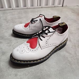 Dr. Martens White and Red Heart Joyce Heart Shoes RARE